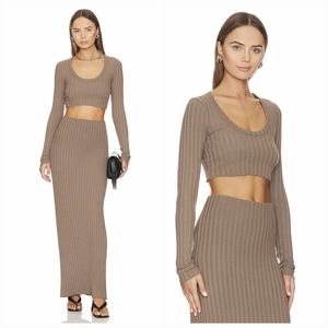 COTTON CITIZEN Taupe Capri Crop Long Sleeve T-Shirt Size XS NWT